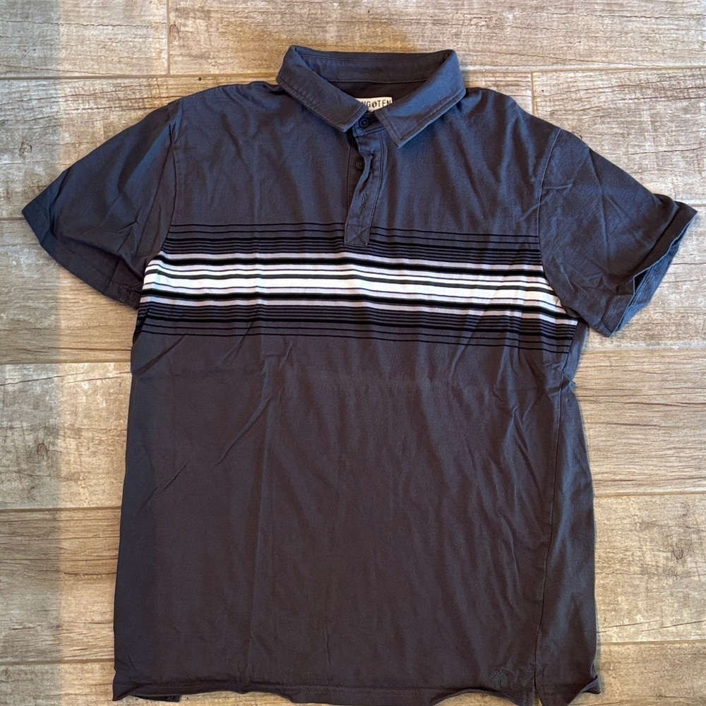 Hang Ten Dark Gray Polo Shirt with Stripes